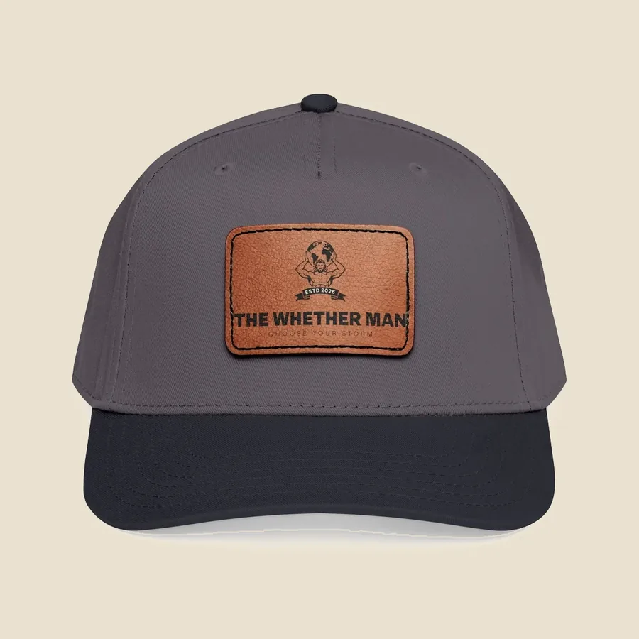 The Whether Man Mid Profile Baseball Cap with Leather Patch
